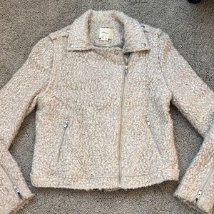 Elevenses Beige Teddy Jacket with Zipper Detail